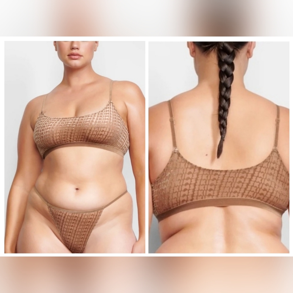 SKIMS Velvet Logo Scoop Bralette CHAI S, M, L, XL NWT